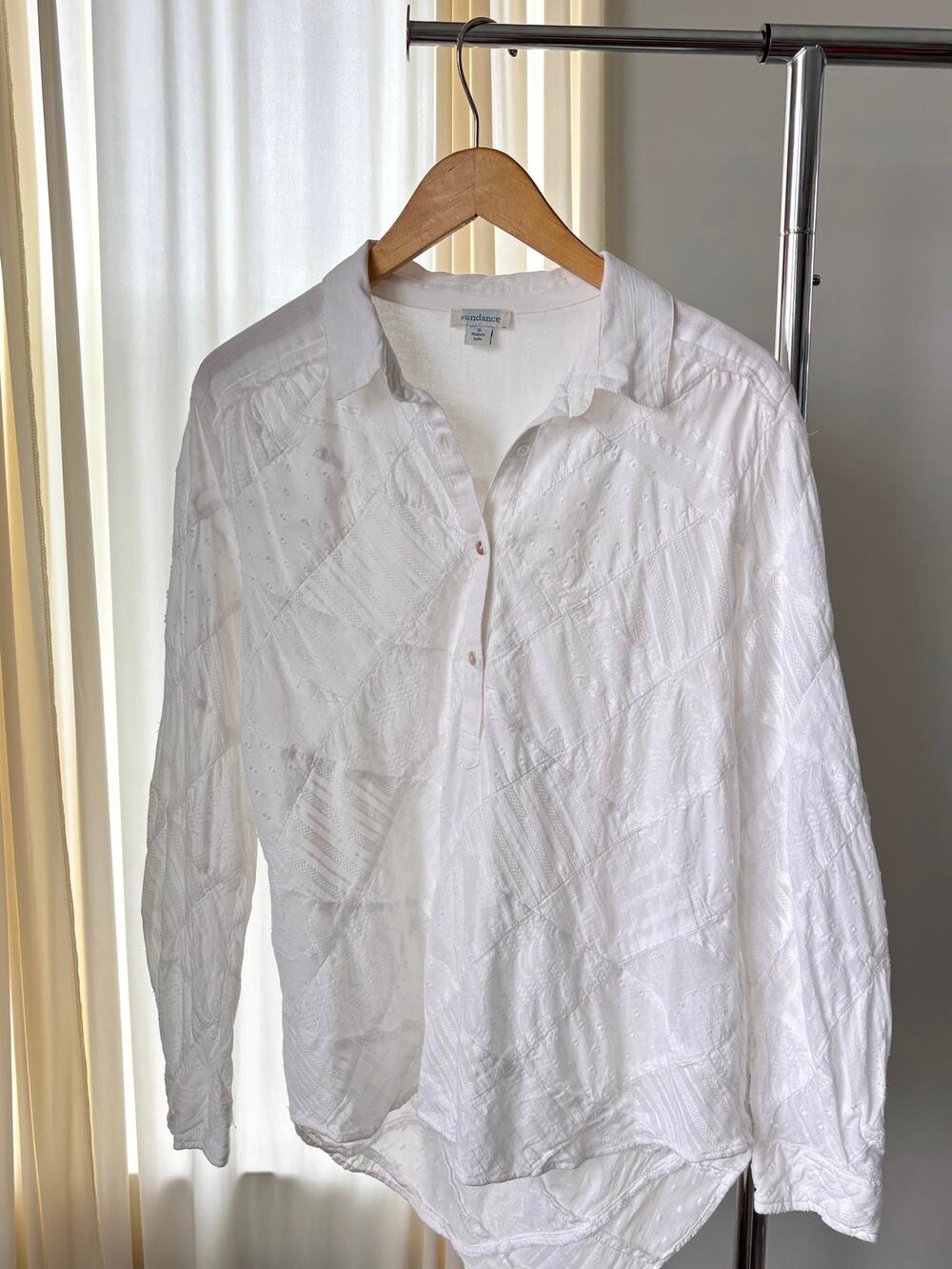 Sundance Stowe Top Small Patchwork White Cotton Flowy Coastal Cottage Boho Beach